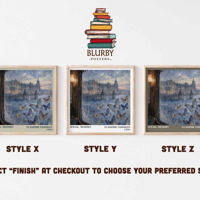 Speak, Memory literary print in frame leaning in hallway – memoir wall art