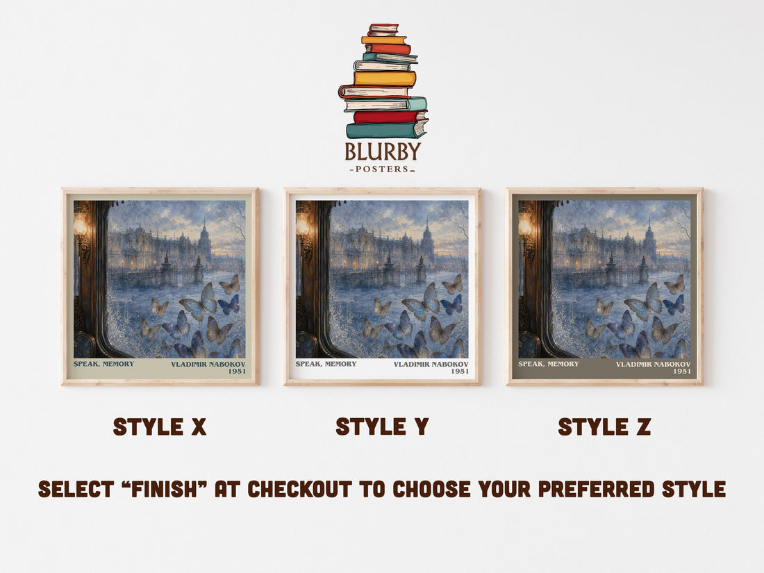 Speak, Memory literary print in frame leaning in hallway – memoir wall art (mockup)