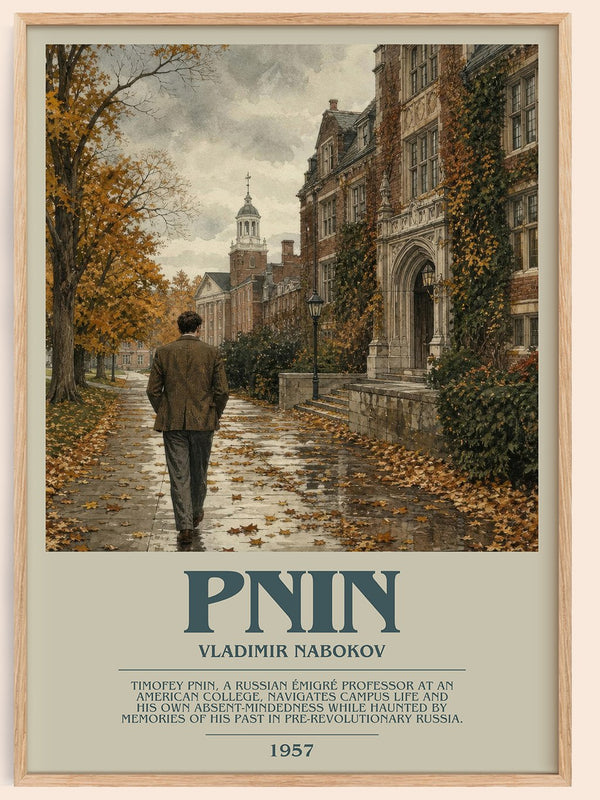 Pnin bookish book poster by Vladimir Nabokov – framed literary art print