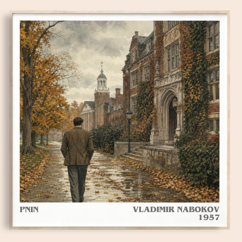 Pnin literary book poster by Vladimir Nabokov – framed literary art print