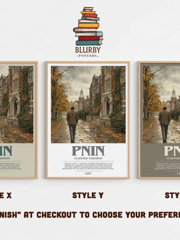 Pnin bookish print in frame leaning in hallway – literary fiction wall art