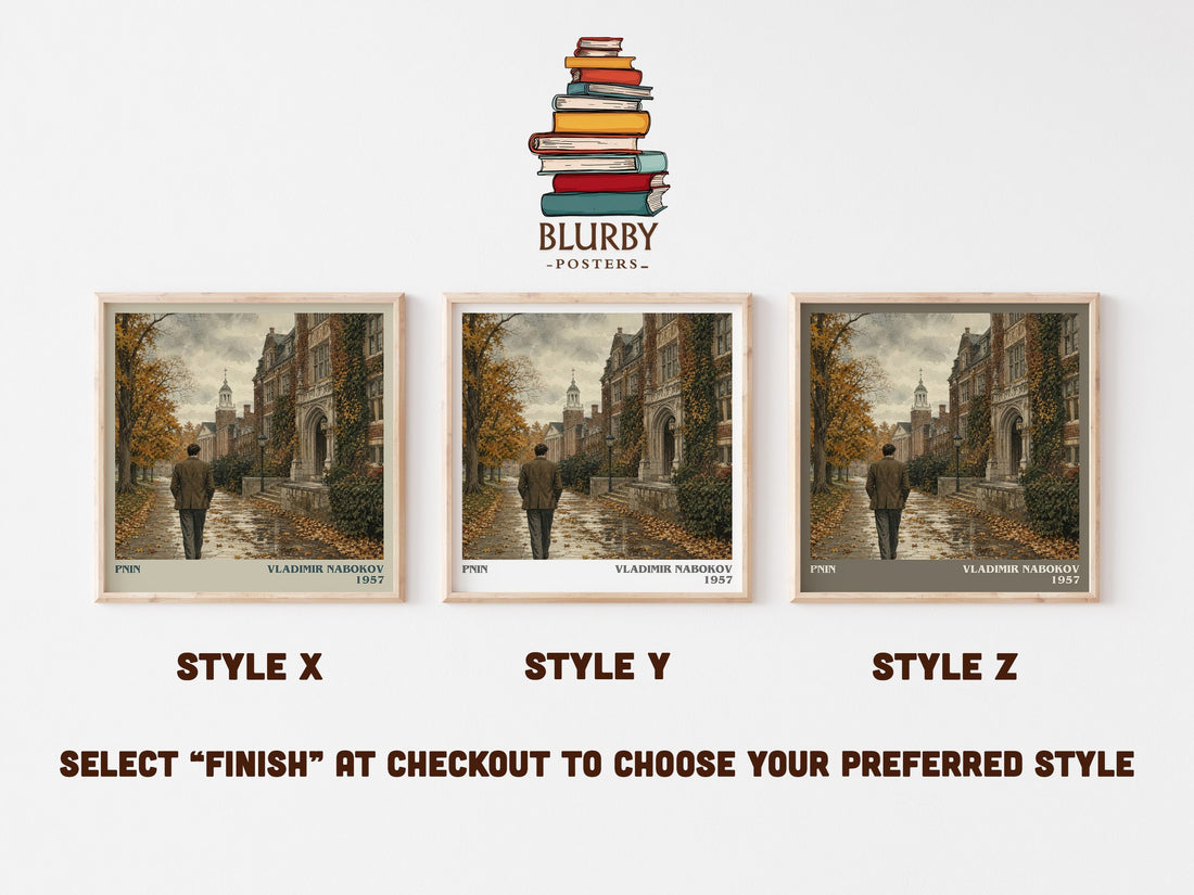 Pnin literary print in frame leaning in hallway – literary fiction wall art (mockup)