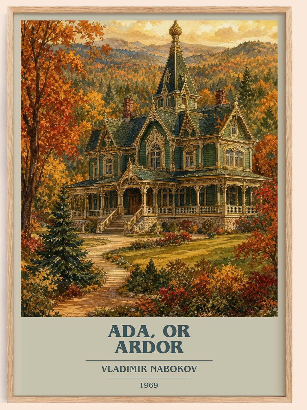 Ada, or Ardor book cover book poster by Vladimir Nabokov – framed literary art print