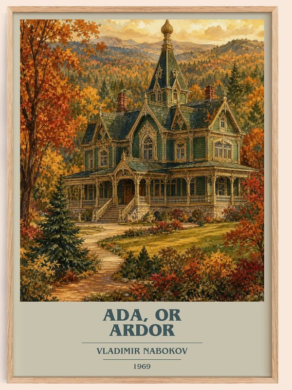 Ada, or Ardor book cover book poster by Vladimir Nabokov – framed literary art print