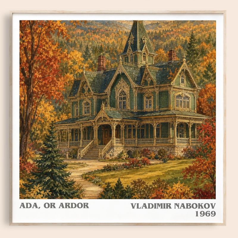Ada, or Ardor literary book poster by Vladimir Nabokov – framed literary art print