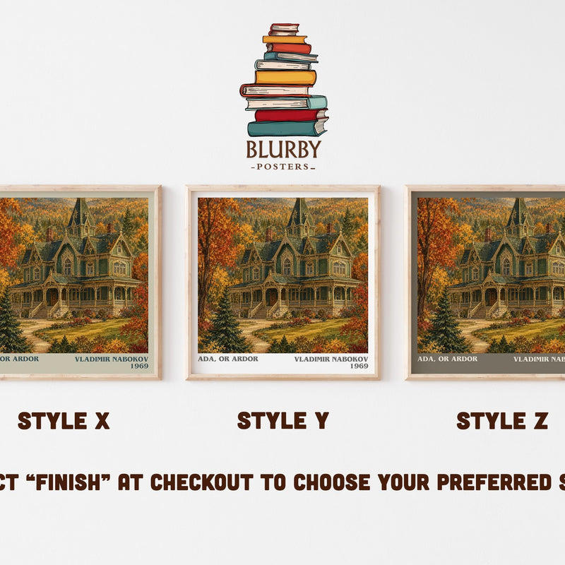 Ada, or Ardor literary print in frame leaning in hallway – literary fiction wall art