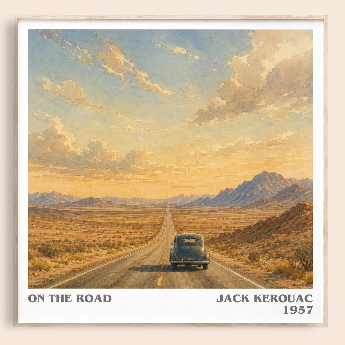 On the Road literary book poster by Jack Kerouac – framed literary art print