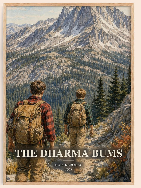 The Dharma Bums watercolour book poster by Jack Kerouac – framed literary art print