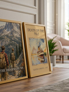 The Dharma Bums watercolour print framed by window – literary home decor