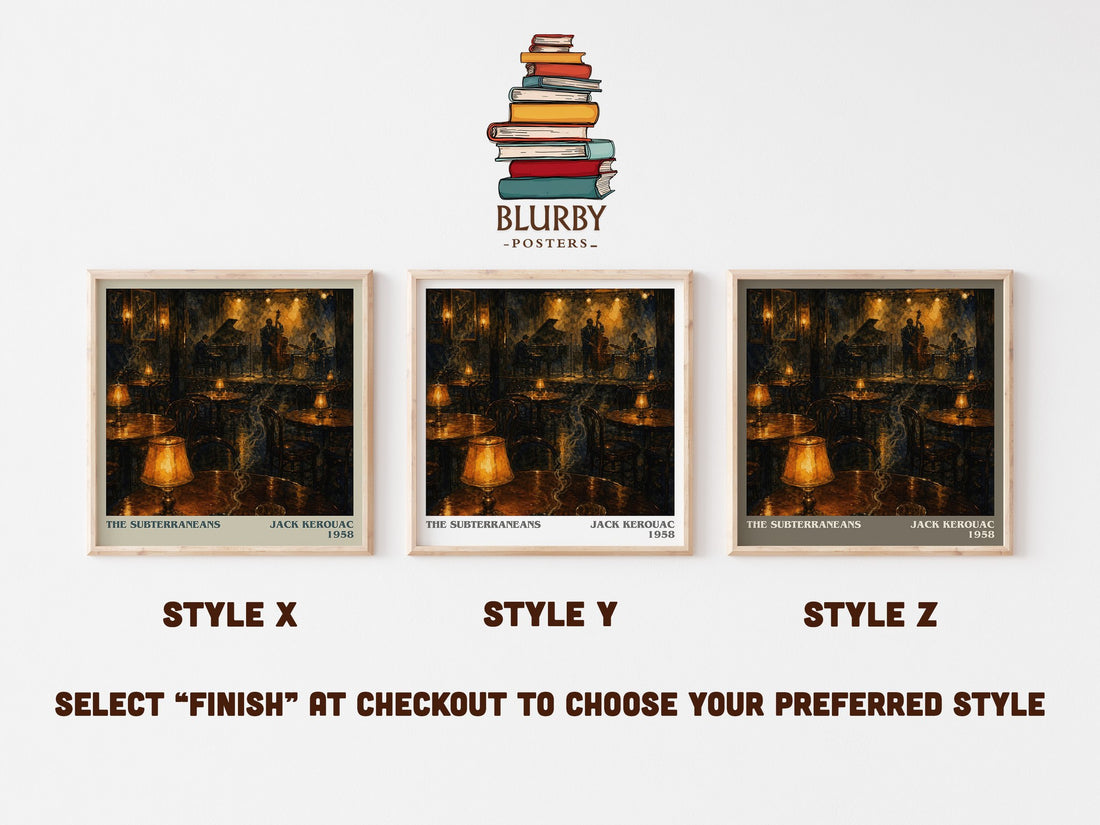 The Subterraneans literary print in frame leaning in hallway – literary fiction wall art (mockup)