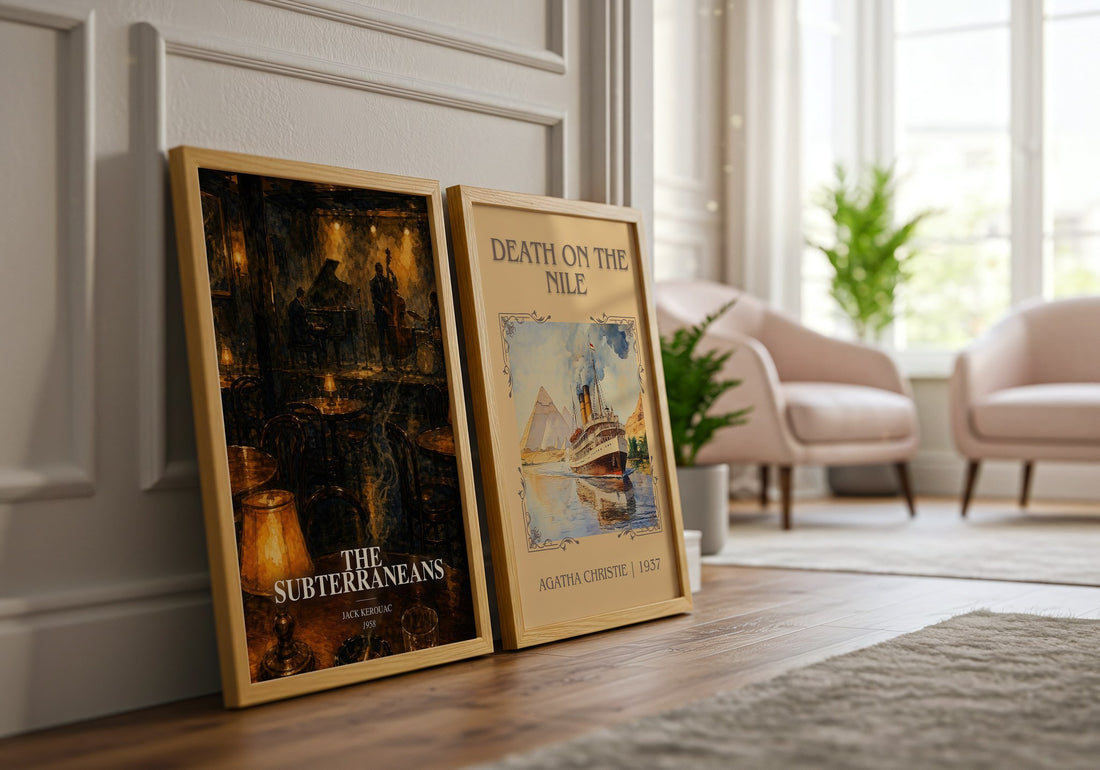 The Subterraneans watercolour print framed by window – literary home decor