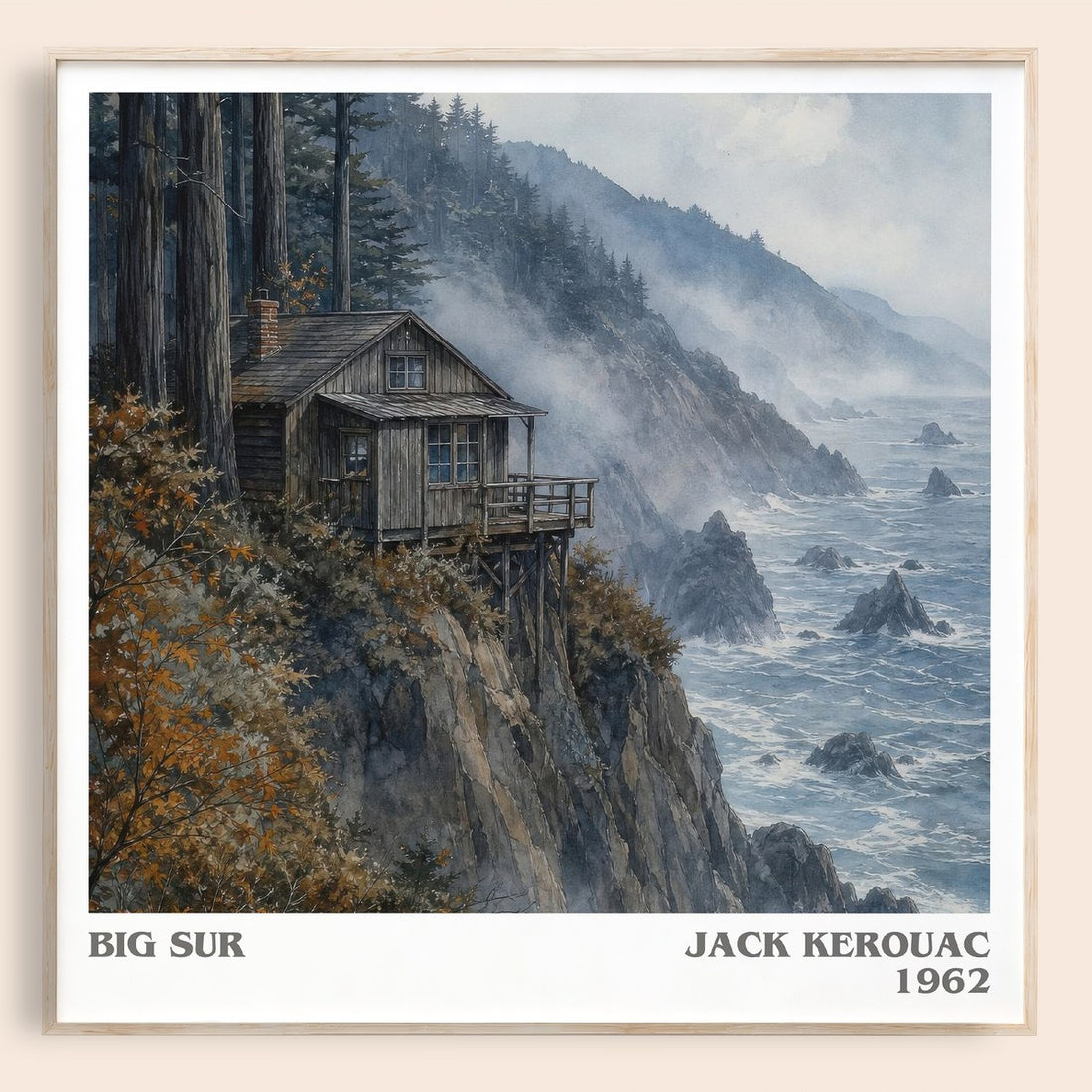 Big Sur literary book poster by Jack Kerouac – framed literary art print