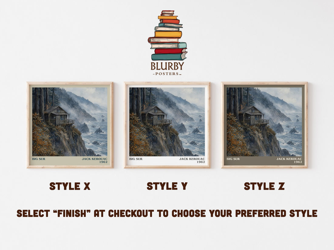 Big Sur literary print in frame leaning in hallway – literary fiction wall art (mockup)