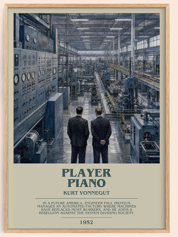 Player Piano bookish book poster by Kurt Vonnegut – framed literary art print