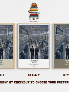 Player Piano book cover print in frame leaning in hallway – dystopian wall art
