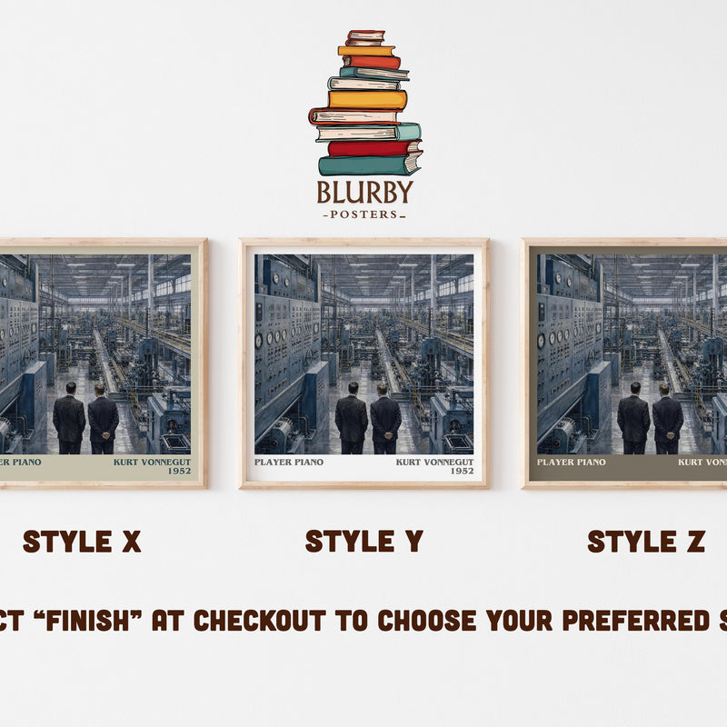 Player Piano literary print in frame leaning in hallway – dystopian wall art