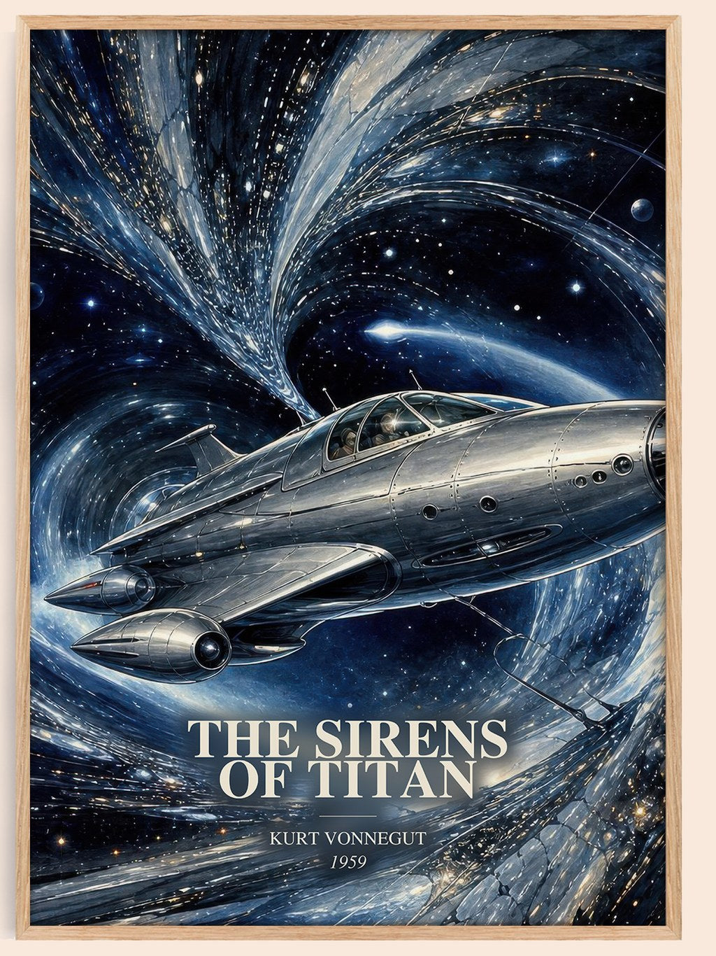 The Sirens of Titan watercolour book poster by Kurt Vonnegut – framed literary art print