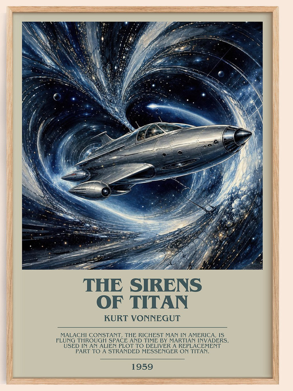 The Sirens of Titan bookish book poster by Kurt Vonnegut – framed literary art print