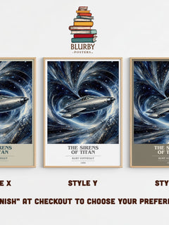 The Sirens of Titan book cover print in frame leaning in hallway – sci fi wall art