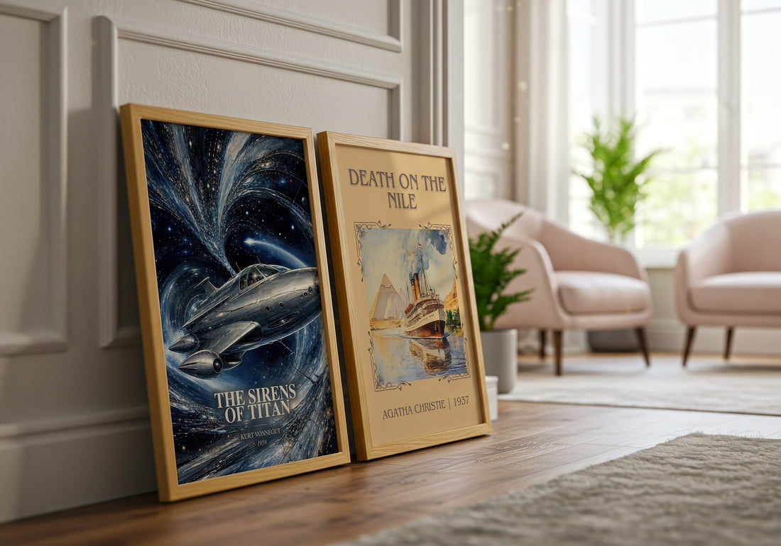 The Sirens of Titan watercolour print framed by window – literary home decor