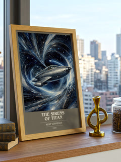 The Sirens of Titan book cover print framed by window – literary home decor