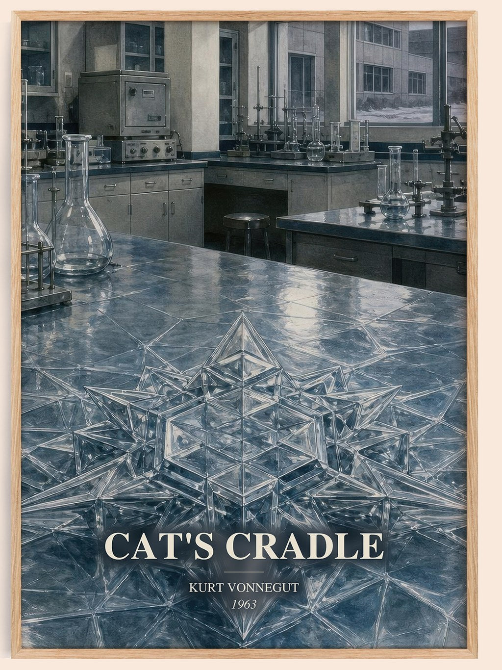 Cat's Cradle watercolour book poster by Kurt Vonnegut – framed literary art print
