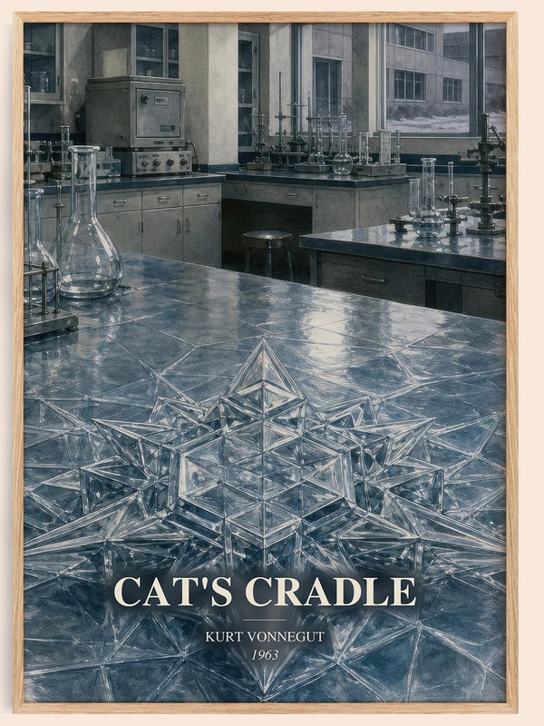 Cat's Cradle watercolour book poster by Kurt Vonnegut – framed literary art print