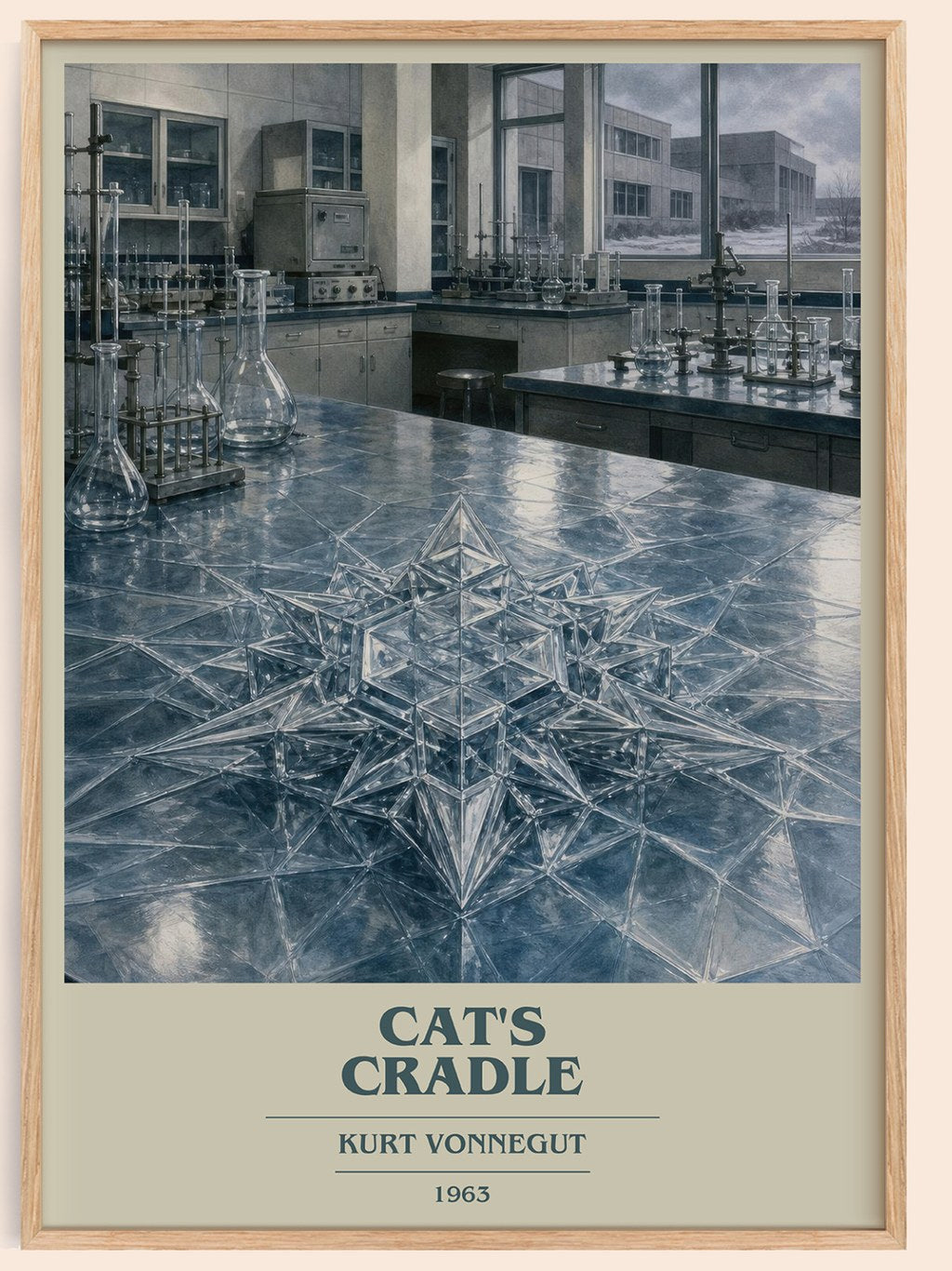 Cat's Cradle book cover book poster by Kurt Vonnegut – framed literary art print