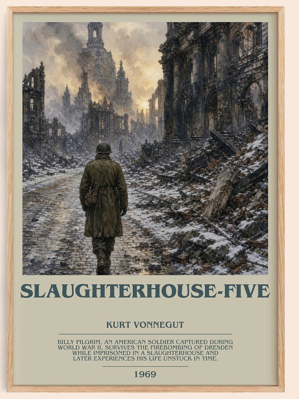 Slaughterhouse-Five bookish book poster by Kurt Vonnegut – framed literary art print