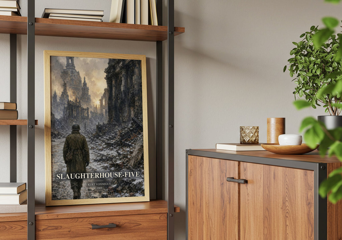 Slaughterhouse-Five book watercolour illustration paper finish options – matte satin gloss