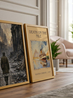 Slaughterhouse-Five watercolour print framed by window – literary home decor