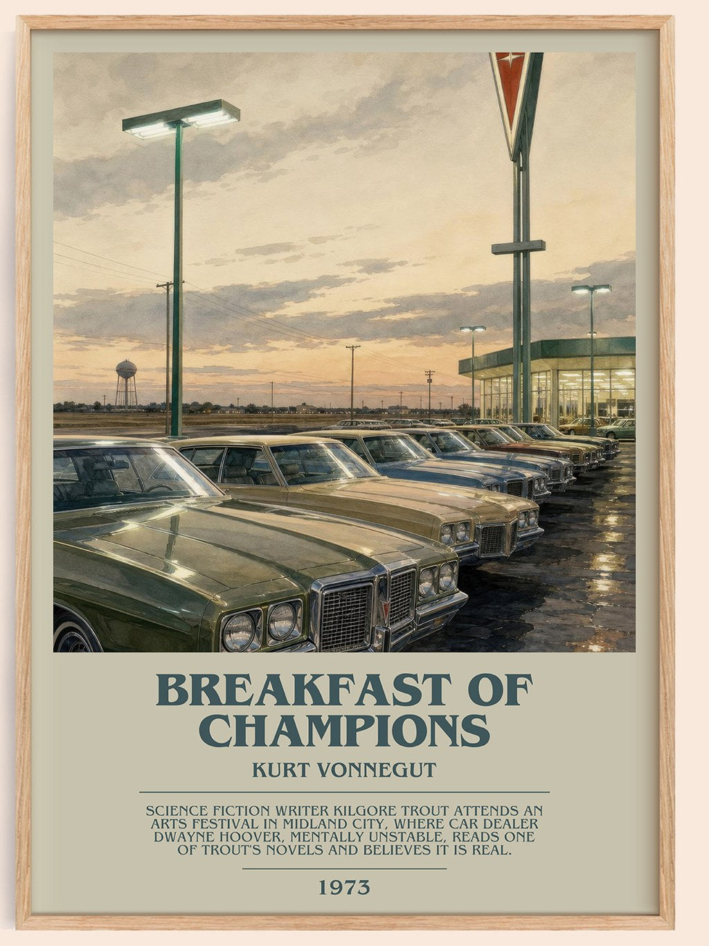 Breakfast of Champions bookish book poster by Kurt Vonnegut – framed literary art print