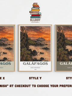 Galápagos book cover print in frame leaning in hallway – sci fi wall art