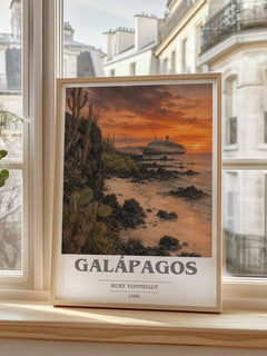 Galápagos book cover poster colour and style options – Kurt Vonnegut book art