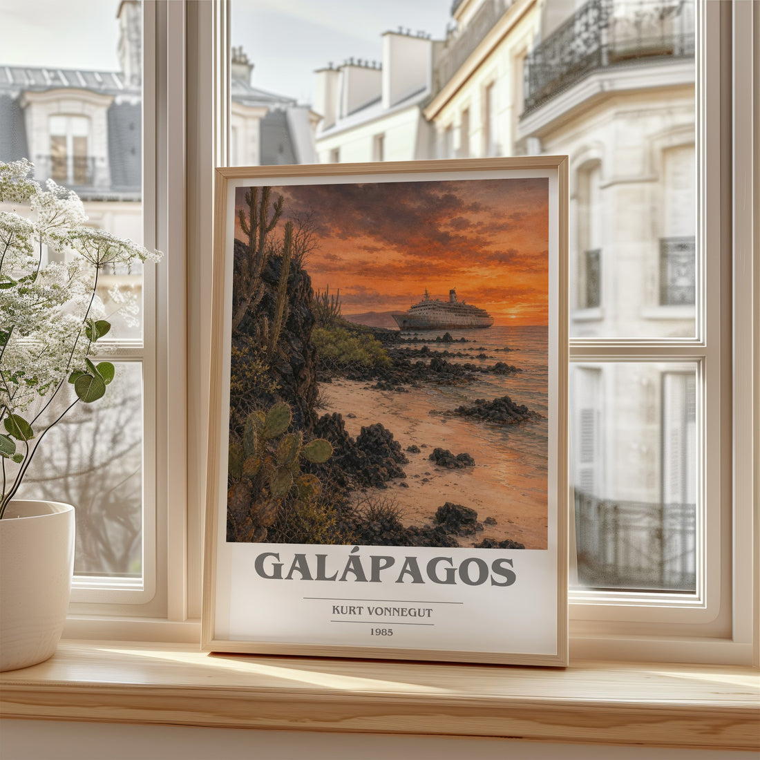 Galápagos book cover poster colour and style options – Kurt Vonnegut book art