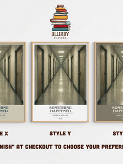 Something Happened book cover print in frame leaning in hallway – literary fiction wall art
