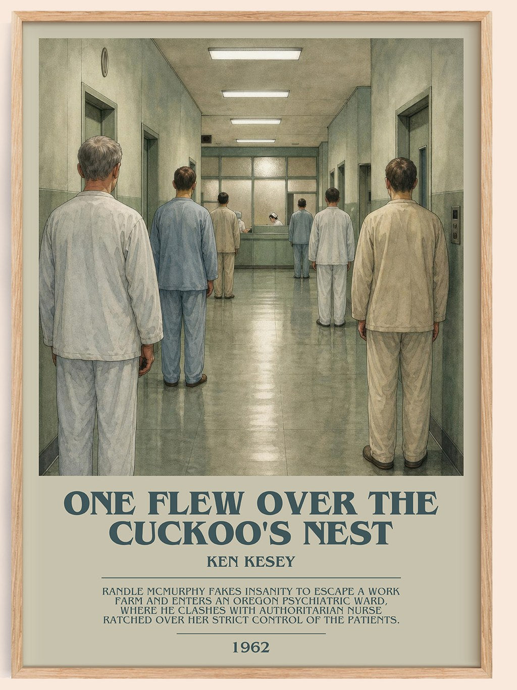 One Flew Over the Cuckoo's Nest bookish book poster by Ken Kesey – framed literary art print