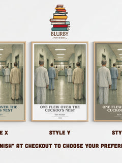 One Flew Over the Cuckoo's Nest book cover print in frame leaning in hallway – literary fiction wall art