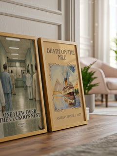 One Flew Over the Cuckoo's Nest watercolour print framed by window – literary home decor