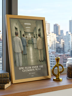 One Flew Over the Cuckoo's Nest book cover print framed by window – literary home decor