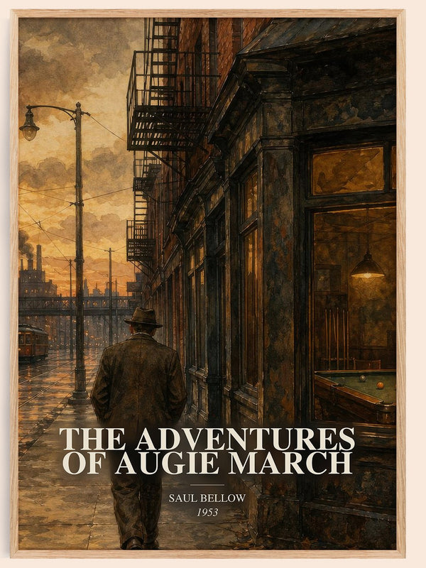 The Adventures of Augie March watercolour book poster by Saul Bellow – framed literary art print
