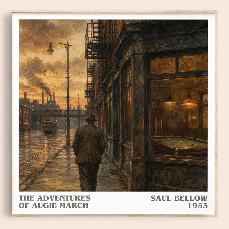 The Adventures of Augie March literary book poster by Saul Bellow – framed literary art print