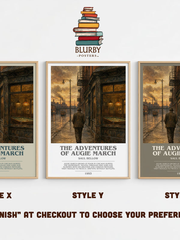 The Adventures of Augie March bookish print in frame leaning in hallway – literary fiction wall art