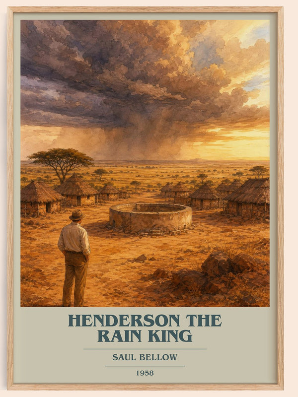 Henderson the Rain King book cover book poster by Saul Bellow – framed literary art print
