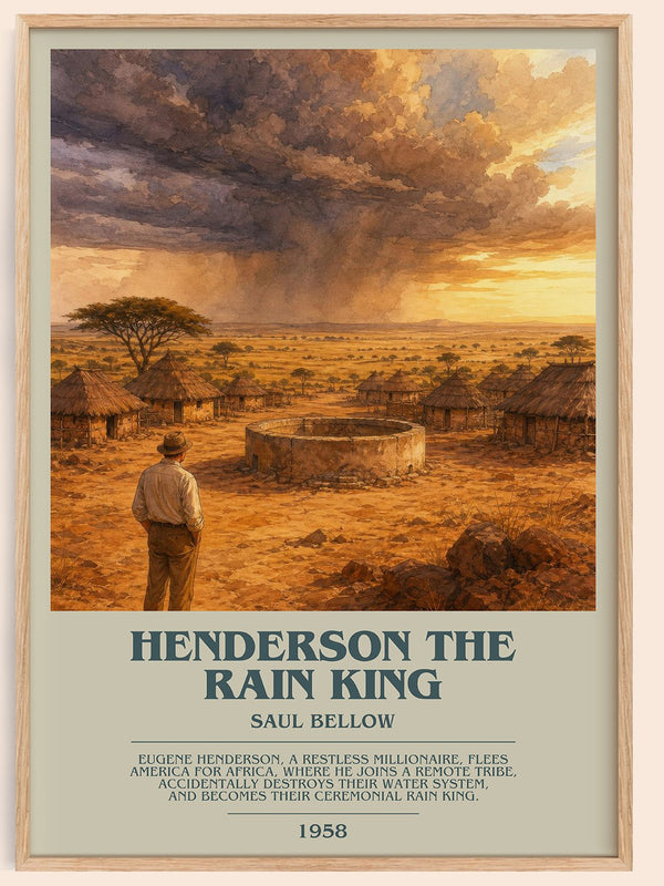 Henderson the Rain King bookish book poster by Saul Bellow – framed literary art print