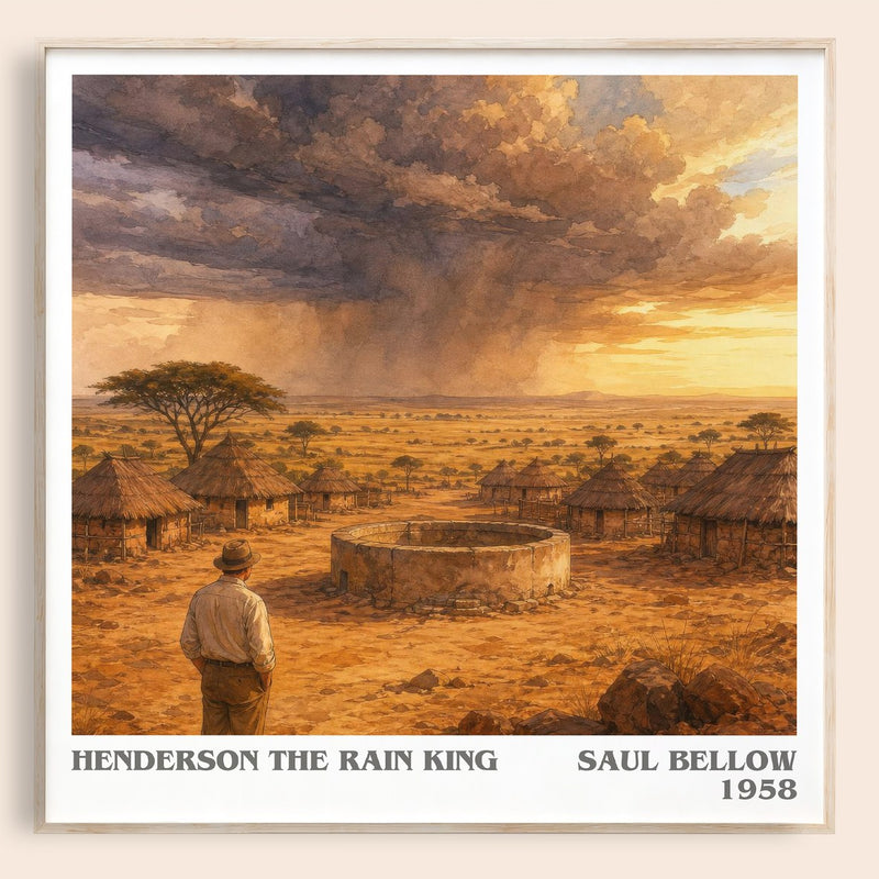 Henderson the Rain King literary book poster by Saul Bellow – framed literary art print
