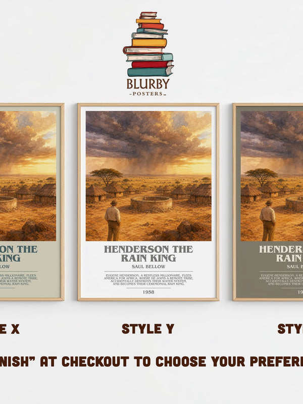 Henderson the Rain King bookish print in frame leaning in hallway – literary fiction wall art
