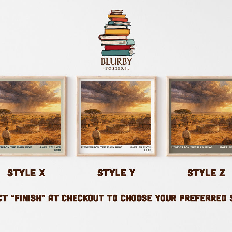 Henderson the Rain King literary print in frame leaning in hallway – literary fiction wall art