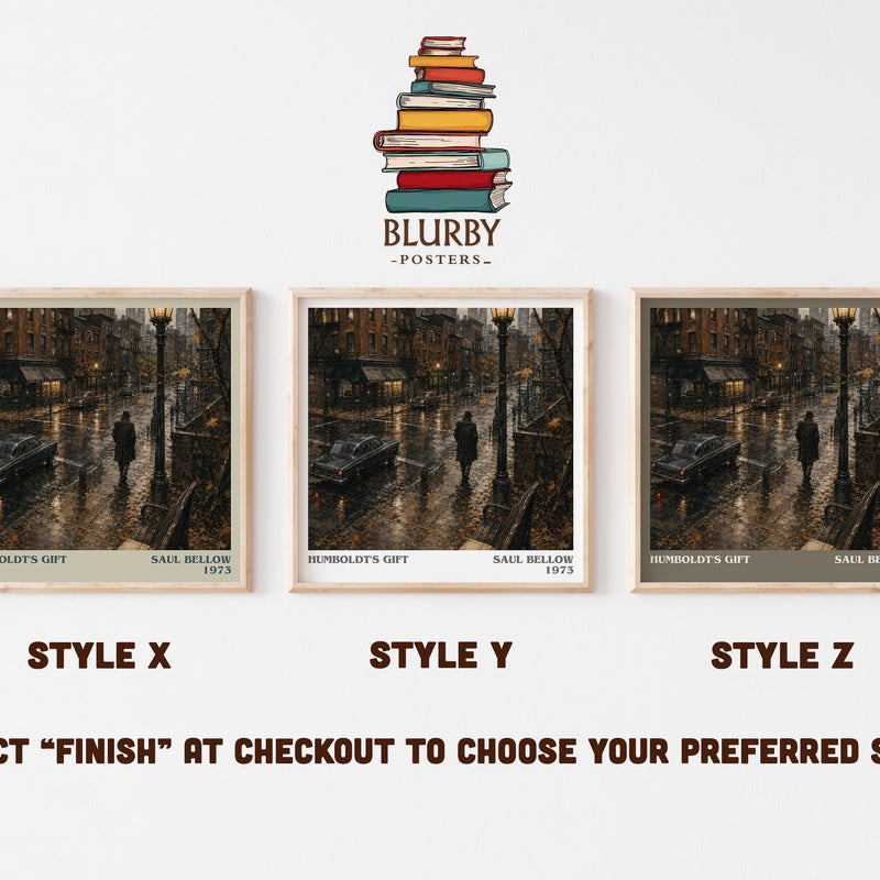 Humboldt's Gift literary print in frame leaning in hallway – literary fiction wall art