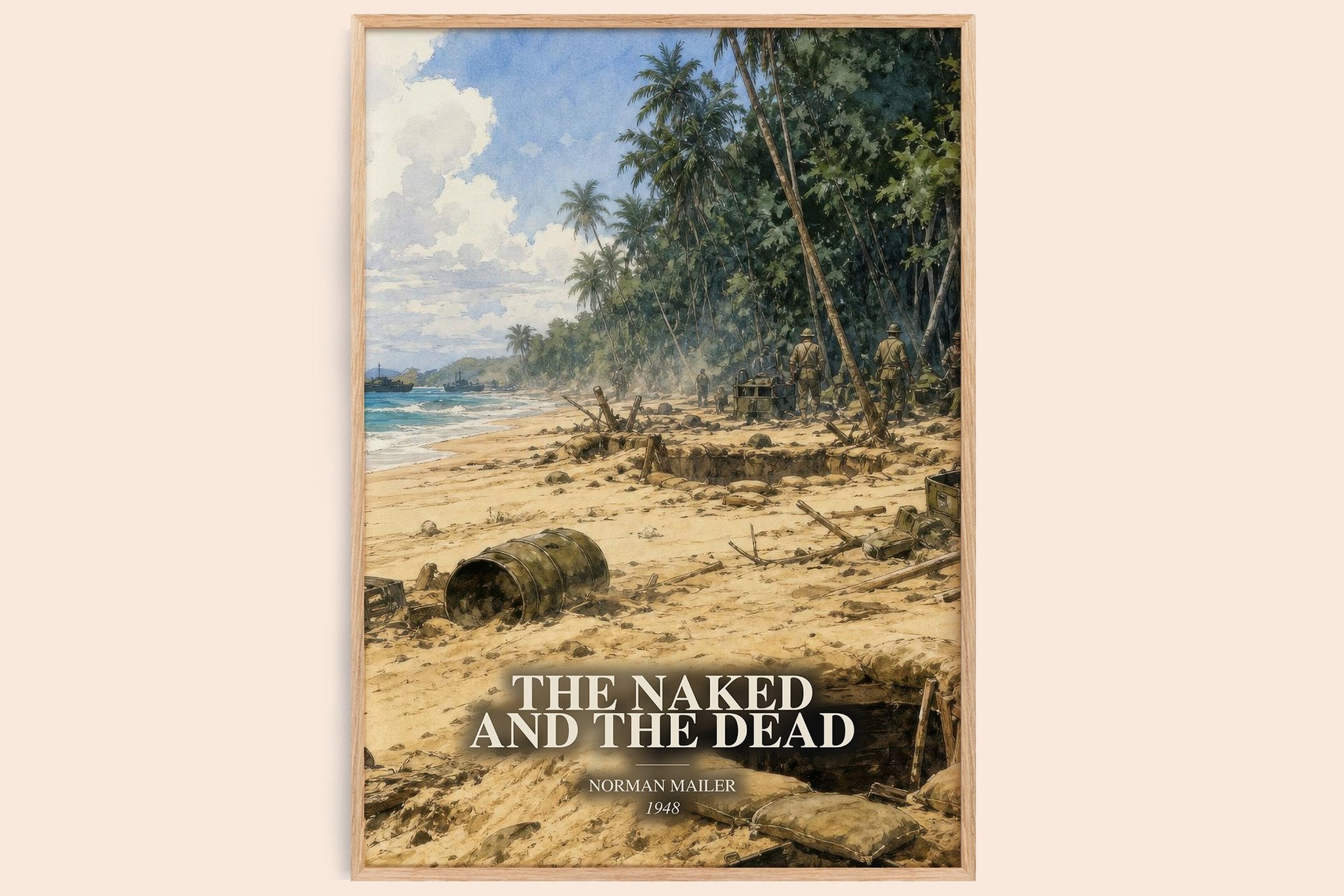 The Naked and the Dead Book Watercolour Illustration by Norman Mailer